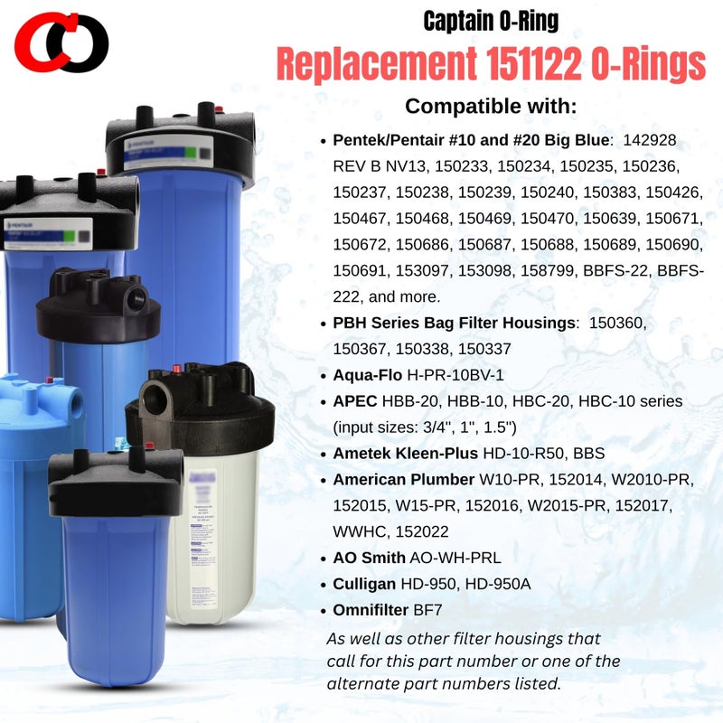Captain O-Ring حلقة كابتن O - بديل 151122 حلقات O متوافقة مع فلاتر المياه Pentair Pentek Big Blue OEM حجم ORing Buna-N (3 عبوات) - Image 3